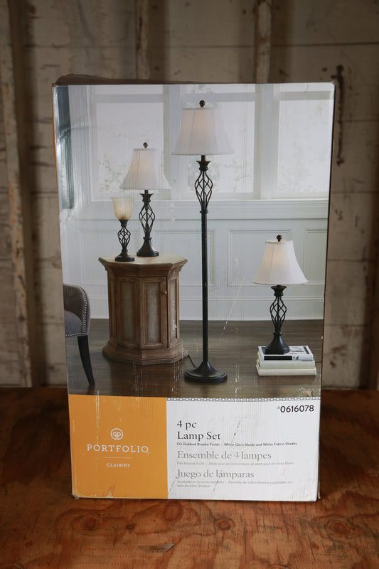 Portfolio Clairiby 4-Piece Lamp Set with White Shades
