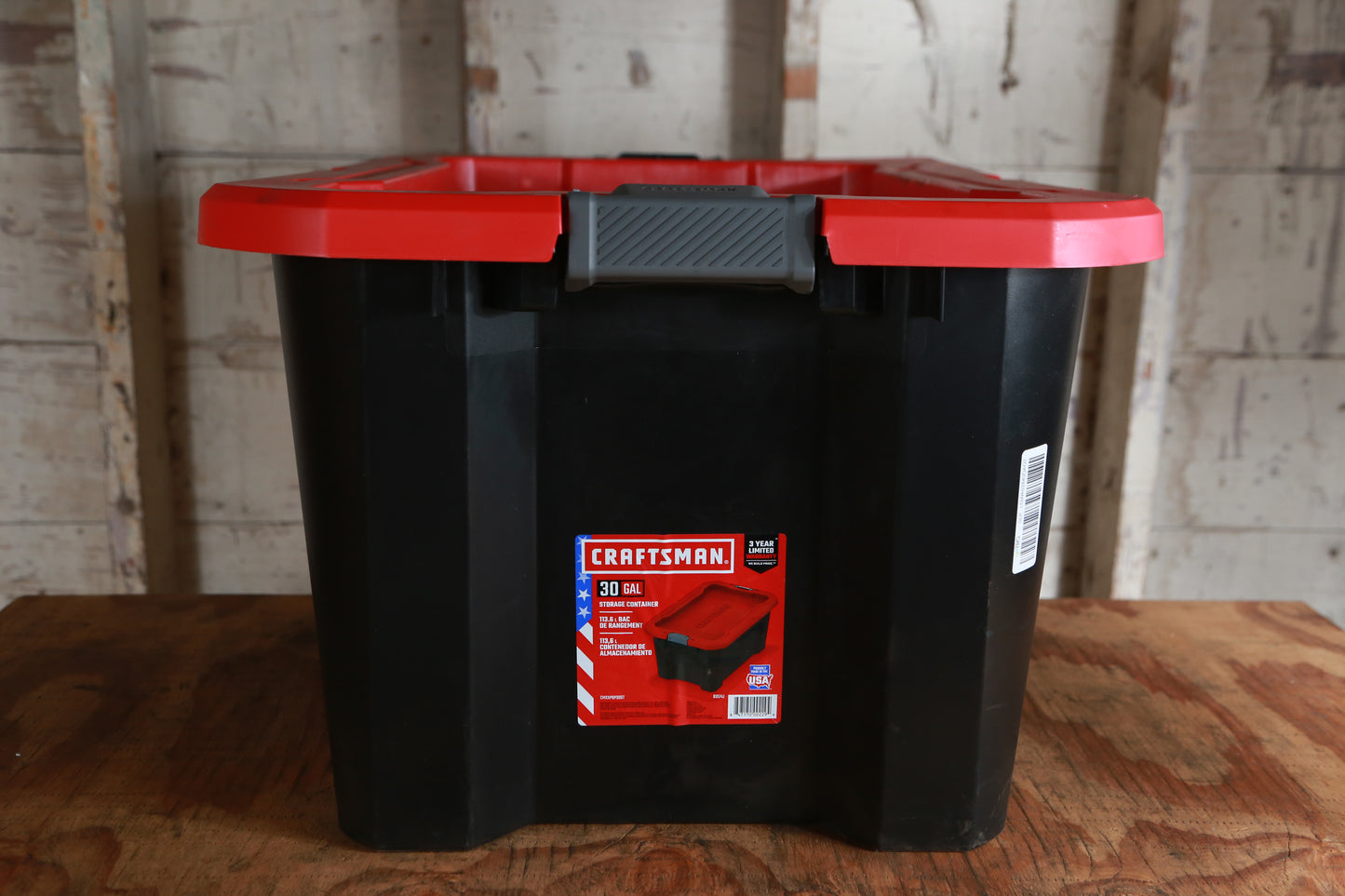 CRAFTSMAN Large 30-Gallon (120-Quart) Black Heavy Duty Tote with Latching Lid