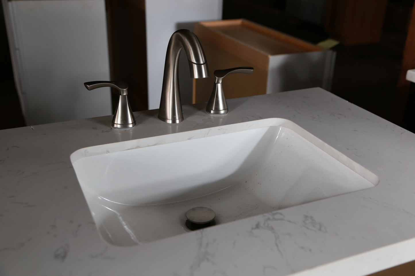 allen + roth Kennilton 60-in Gray Oak Undermount Double Sink Bathroom Vanity with White Carrera Engineered Stone Top