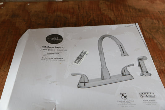 Project Source Everfield Chrome 2-Handle Deck-Mount High-Arc Handle Kitchen Faucet (Deck Plate Included)